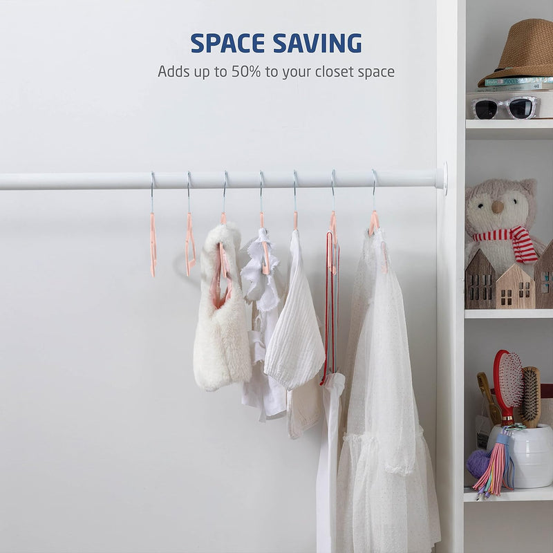 Zober Premium Quality Space Saving Kids Velvet Hangers Strong and Durable 360 Degree Chrome Swivel Hook Ultra Thin Non Slip Junior Hangers,-50 Pack Off-white ZO-VJ303…
