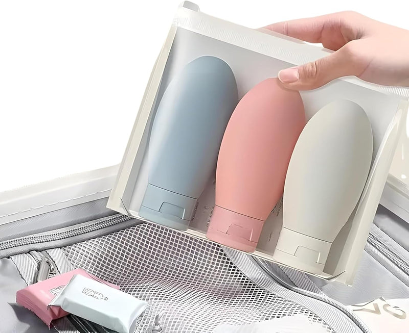 JIALTO Refiilable Travel Bottles|60 Ml Travel Essential Bottel|Silicon Squeeze Bottles|Travel Toiletry Bottles For Shampoo,Cream & Body Lotion|Ideal For Travel Accessories (Pack Of 3) - Silicone