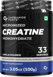 Carbamide Forte Micronized Creatine Monohydrate Powder - 83 Servings, 250g Creatine Supplement Powder for Lean Muscle Volumization, Strength & Energy - Creatine Black