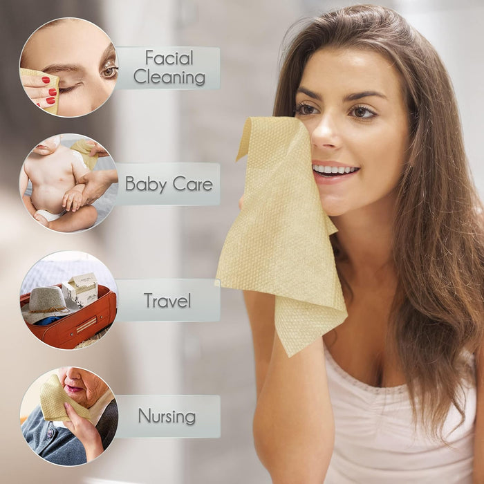 Azonee Disposable Face Towel Biodegradable Large Dry Face Wipes 60 Count/1 Box Extra Thick Soft Clean Facial Towels for Sensitive Skin, Makeup Removing, Facial Cleansing, Nursing, Travel