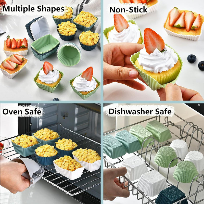 52 Pcs Silicone Bento Box Accessories Set - Lunch Dividers, Food Picks & Muffin Cups, BPA Free Kids Lunch Containers for School, Picnic, Party, Travel