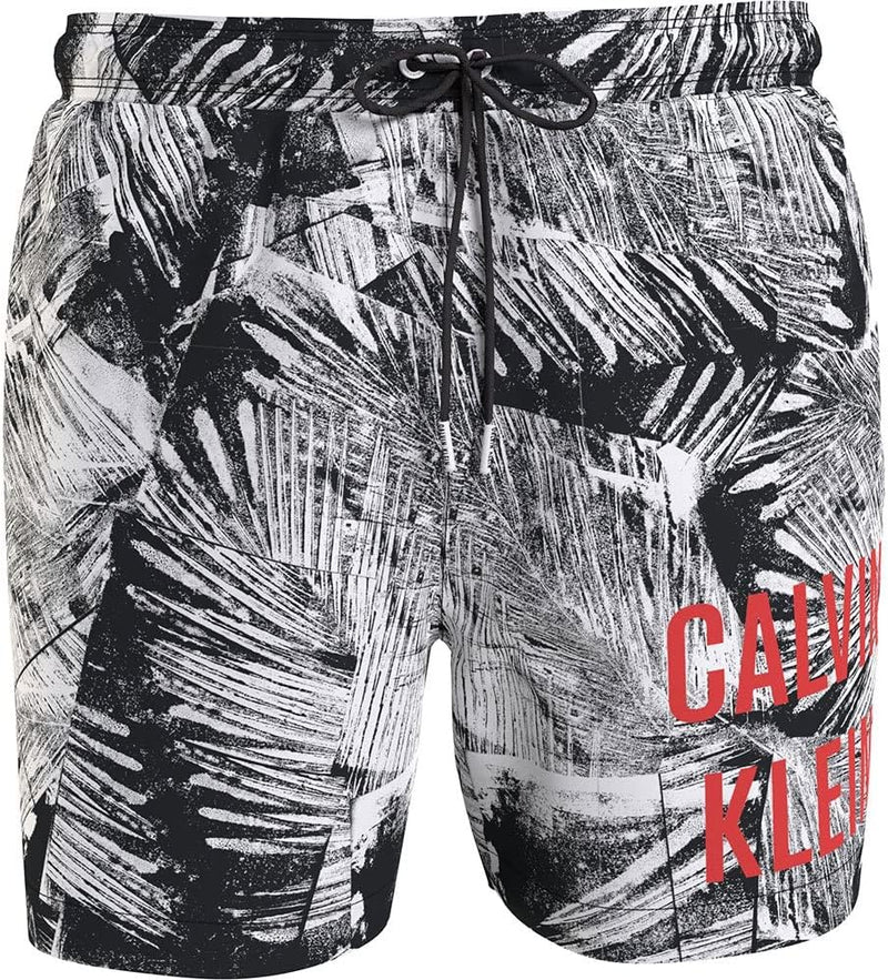 Men Medium Drawstring Woven Bottoms - Ip Palm Collage Black Aop