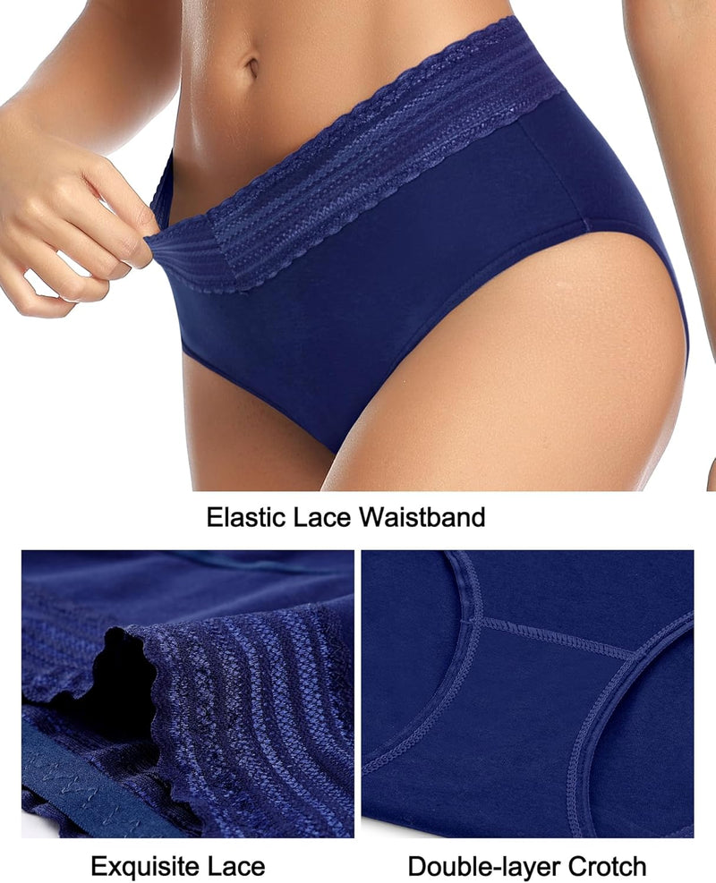 Women's Underwear, High Waist Cotton Breathable Full Coverage Panties Brief Multipack Regular and Plus Size