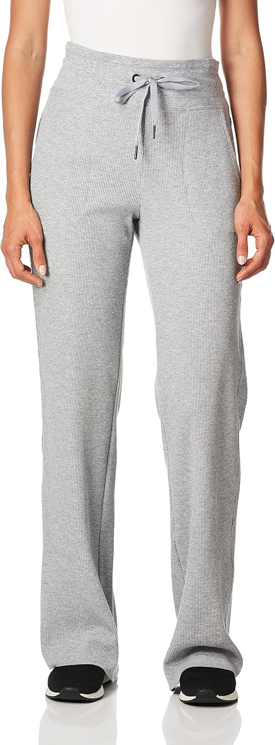 womens Thermal Wide Leg Pant Sweatpants - Pearl Grey Heather