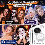 Black White Face Body Paint, Non-Toxic Face Painting Kit with 2 Professional Paint Brushes for Art Theater Halloween Party Cosplay