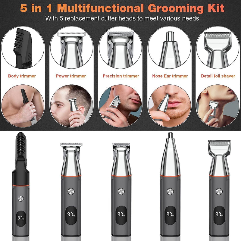 Telfun Beard Trimmer for Men, Electric Razor IPX7 Waterproof Beard Trimming Kit with Mustache Nose Ear Body Facial, Shaving Kit for Cordless Hair Trimmer, Hair Clippers, Gifts for Men