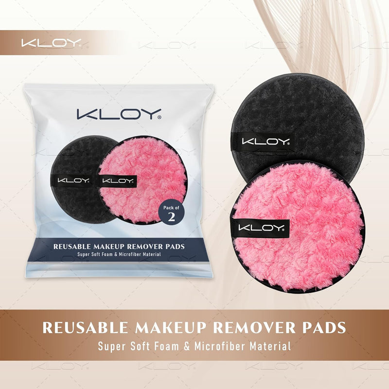 KLOY Reusable Multipurpose Makeup Removal Facial Cleansing Pads (Pack of 2), Facial Makeup Remover, Eye Makeup Remover & Foundation Simple Makeup Remover Pads (Pink & Black)