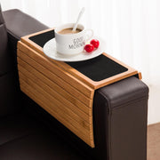 GEHE Bamboo Wood Sofa Arm Tray Table Anti-Slip Armrest Organizer Protector Drink Holder Coaster (Natural Bamboo) - Natural Bamboo 33.7 x 41.9 x 1 cm