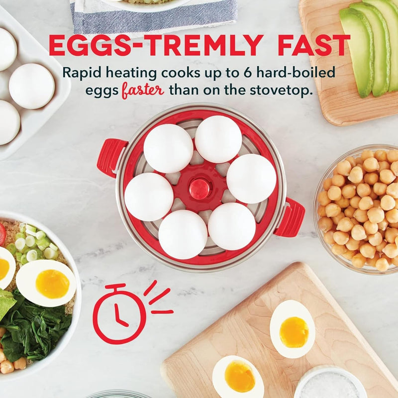 Dash Rapid Egg Cooker: 6 Egg Capacity Electric Egg Cooker for Hard Boiled Eggs, Poached Eggs, Scrambled Eggs, or Omelets with Auto Shut Off Feature, Black, 2 years warranty