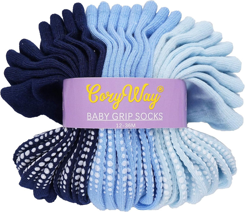 CozyWay Non-Slip Socks with Grippers - Ankle Style for Little Girls and Boys, Infants, Toddlers, Children