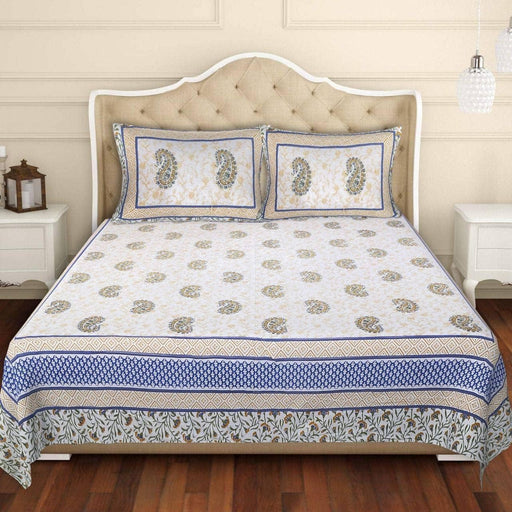 SUFAYA FAB Printed Indian Sanganer Twill Cotton Premium Big Size Bedsheets for Modern Look(108x108) inches with Two Pillow (17x27) inches