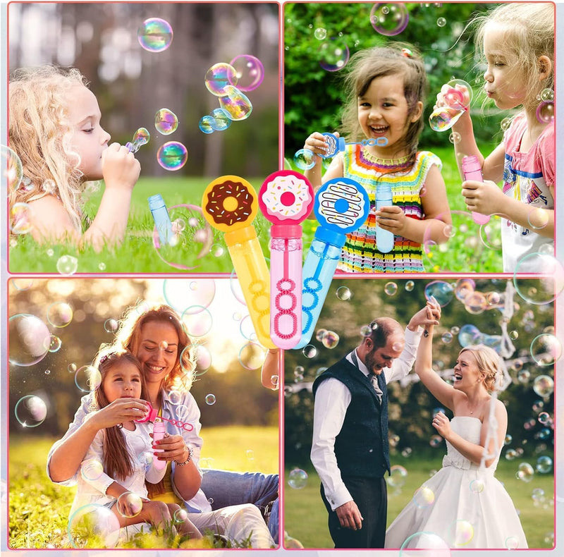 24Pcs Donut Bubble Wands for Kids Bubbles Bulk Party Favors Toy Carnival Prizes Goody Bag Fillers Stuffers Donut Party Favors Birthday Gift Summer Outdoor Pool Beach Mini Bubble for Boys Girls