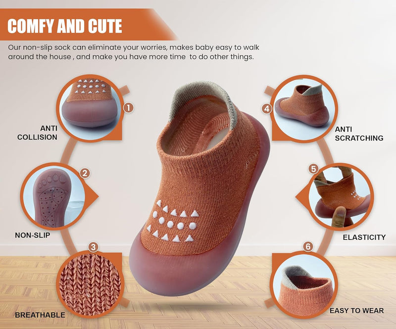 Dookeh Baby Sock Shoes Boys Girls First Walking Shoes Non-Slip Slippers Soft Sole Sneakers Toddler Infant Babygirl