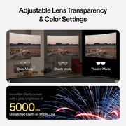 XREAL One AR Glasses with X1 Chip, Native 3 DoF, 147" 50FOV 120Hz HD Display, Renowned Audio, 3 Adjustable Lens Transparency, Compatible with iPhone 16/15, Steam Deck, ROG, Mac, PC, Android & iOS