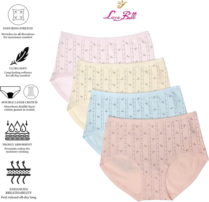Premium Cotton Four-way stretch Panties - MULTIPACK - Regular and Plus Sizes - Classic Briefs for Women