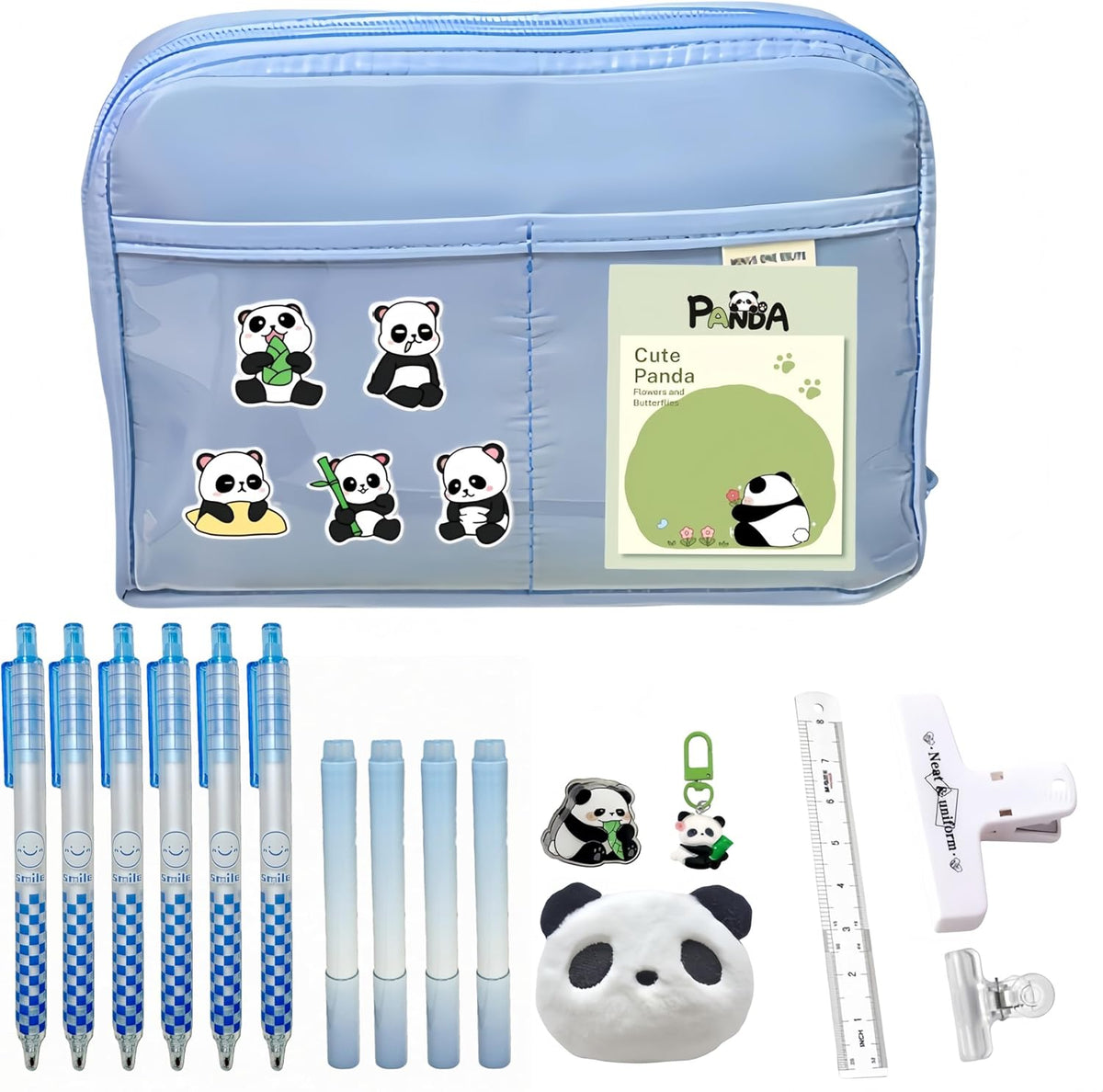 Kawaii Cute Aesthetic Pencil Case - Large Capacity Canvas Pen Pouch Bag (Green) – image 6