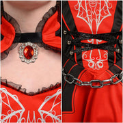 Spooktacular Creations Girls' Vampire Costume, Red Dark Vampire Dress, Halloween Dress-Up, Role Play and Costume Parties