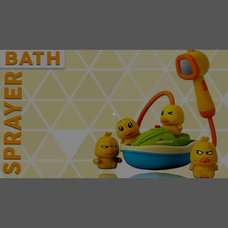 AMERTEER Baby Bath Toy for Toddlers with Cute Duck Design, Electric Spray Bathtub Toy with 3 Spraying Ducks & 1 Shower Head, Floating Boat Bath Toy for Sensory Development, 2-5 Years Old