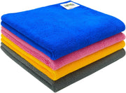 SOFTSPUN Microfiber Cleaning Cloths, 4pcs 40x40cms 340GSM Multi-Colour Highly Absorbent Lint and Streak Free Multi -Purpose Wash Cloth for Kitchen Window Stainless Steel Silverware.