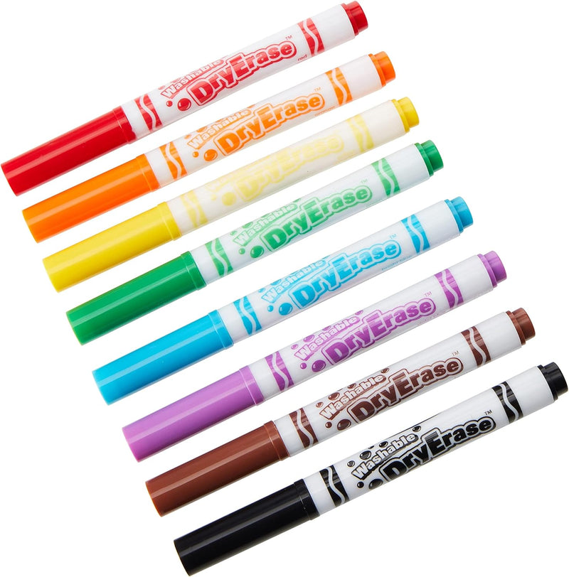 CRAYOLA Washable Dry-Erase Markers - Assorted Colours (Pack of 8) | Low Odour, Easy Wiping Colouring Fun! Ideal for Kids Aged 3+