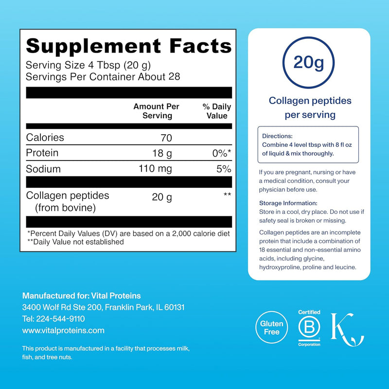 Collagen Peptides, 567 g, Unflavoured Bovine-Sourced, 56 Servings