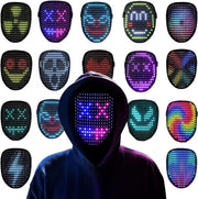 OYDAS Halloween LED Mask with Gesture Sensing Transforming,halloween costume Light Up Luminous Digital Glow Mask for Halloween Rave Dj Party Masquerade - A