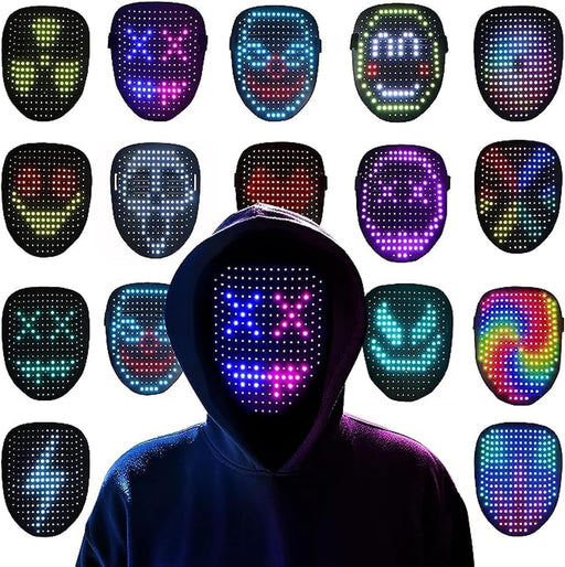 OYDAS Halloween LED Mask with Gesture Sensing Transforming,halloween costume Light Up Luminous Digital Glow Mask for Halloween Rave Dj Party Masquerade - A