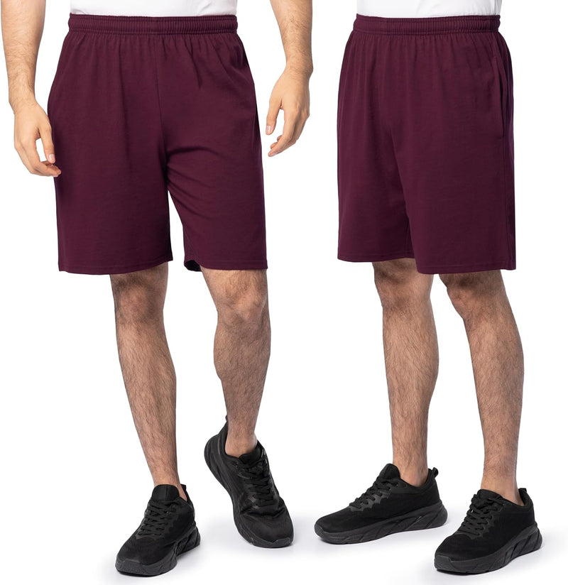 mens Eversoft Cotton Shorts With Pockets (S - 4xl) Casual Shorts - 2 Pack - Maroon