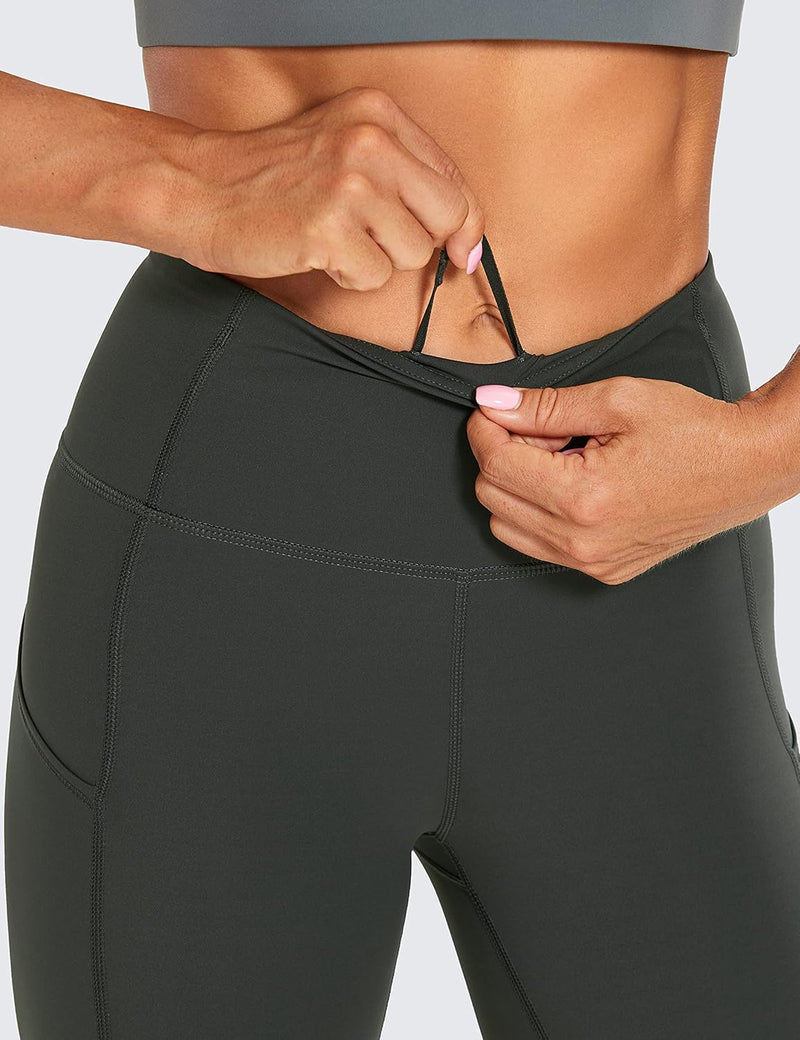 CRZ YOGA Women's Naked Feeling Light Running Shorts 6 Inches - High Waisted Gym Biker Compression Shorts with Pockets