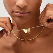 MEVECCO Gold Dainty Initial Necklace 18K Gold Plated Butterfly Pendant Name Necklaces Delicate Everyday Necklace for Women Minimalist Personalized Jewelry Christmas Gift - H