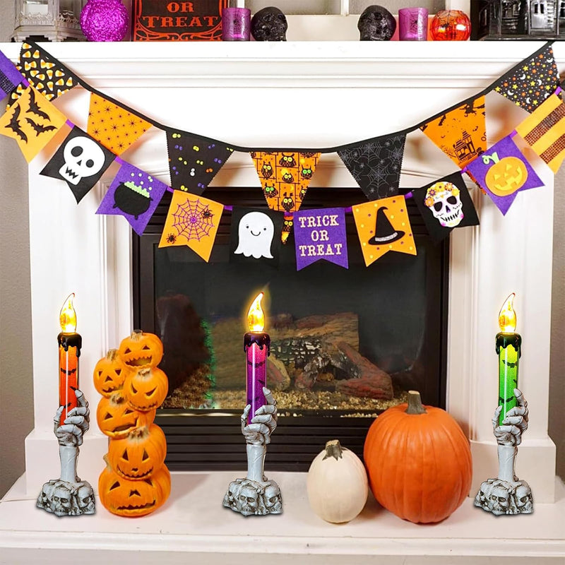 Halloween Decorations, 3PCS Halloween Candle Lights, Hand Shape Flameless Candle, Party Decorative Props Hand Light