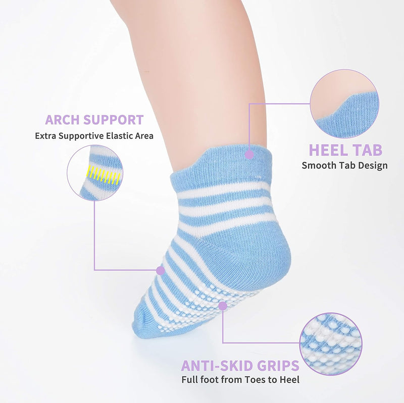 CozyWay Non-Slip Socks with Grippers - Ankle Style for Little Girls and Boys, Infants, Toddlers, Children