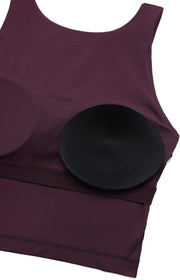 CRZ YOGA Womens Butterluxe High Neck Longline Sports Bra - U Back Padded Crop Workout Tank Top with Built in Bra