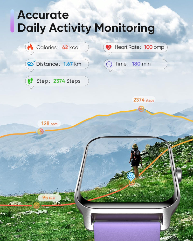Fitpolo Smart Watch for Women Android & iPhone, Alexa Built-in [1.8" HD Screen] IP68 Waterproof Fitness Watch with Bluetooth Call (Answer/Make), Heart Rate/Sleep/SpO2 Monitor, 105 Sports Trackers