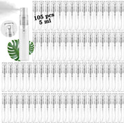 Mini Spray Bottles 105PCS 5ML Clear Glass Perfume Bottles Refillable Fine Mist Spray Bottles Empty Fragrance Scent Sample Spray Containers Cosmetics Make up Atomizer for Cleaning,Travel,Essential Oils - 5ML 105PCS