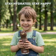 Kids Water Bottle 460ml Insulated Stainless Steel - AMICA STUDIO (Bruno Bear)