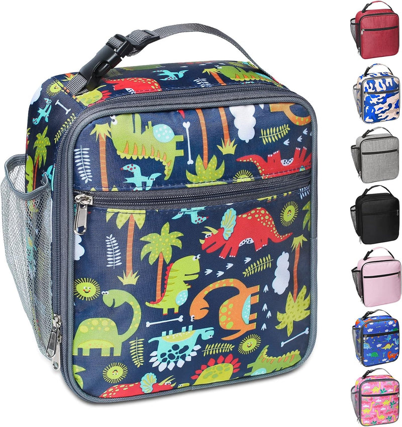Portable Insulated Lunch Bag with Side Mesh Pocket for Adults/Kids/Men/Women,Water-Resistant Leakproof Soft Cooler Bag Durable Thermal Lunch Box for Work/School/Picnic/Outdoor(Black) - Blue D.