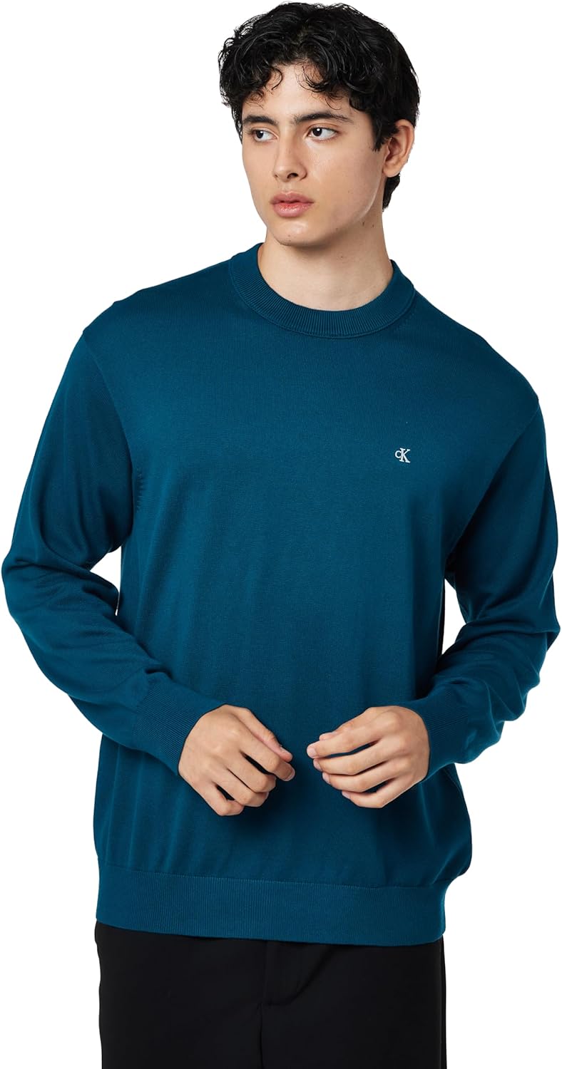 mens Ls Ez Cotton Crewnk Sweater 12gg Lv04rc309g Sweaters - Deep Sea Teal
