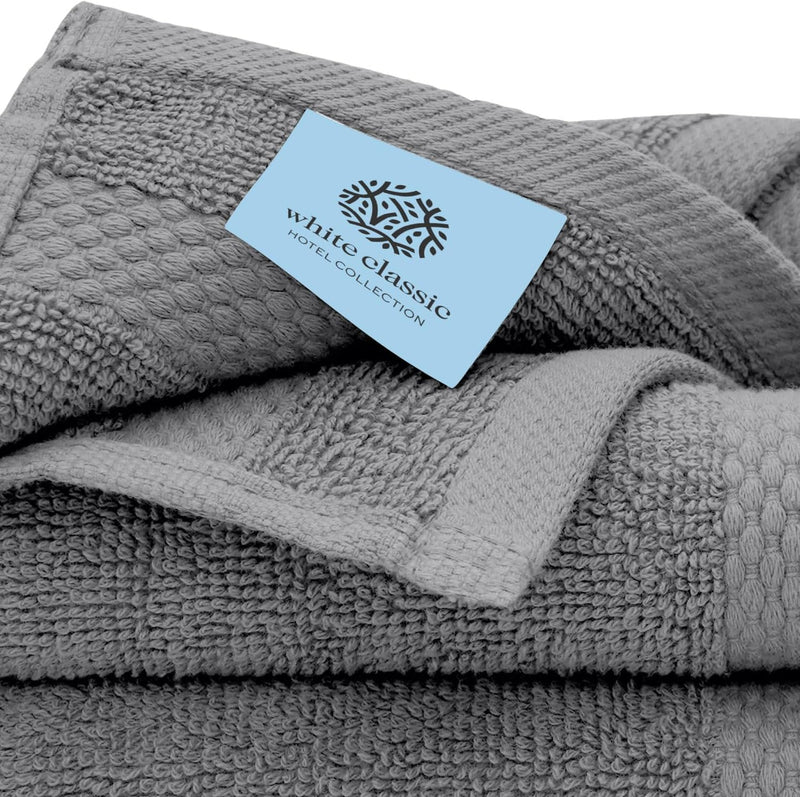 White Classic Luxury Cotton Washcloths - Small Hotel Spa Bathroom Face Towel | 12 Pack |