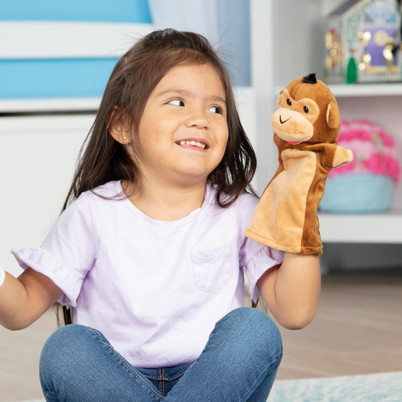 Melissa & Doug Safari Puppet Set 6-Piece Soft Plush Animal H& Puppets Featuring Lion, Elephant, Parrot, Giraffe, Monkey & Zebra Pretend Play Toy for Kids Ages 2+ MD9118 - Safari Buddies Hand Puppets Standard Packaging