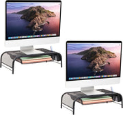 Mind Reader 2Meshmon-Blk Metal Mesh Stand And Desk Organizer With Drawer, Monitor Riser, Black-2 Pack - black Modern
