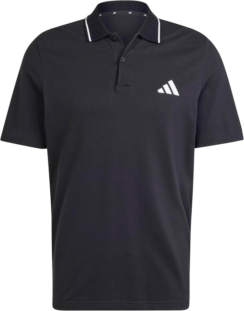 mens M SL PQ PS Polo Shirt - BLACK/WHITE