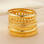 Gold Plated Bangle Bracelets Set for Women, Indian & Dubai Style Stackable Chunky Jewelry, Multi-Layer Textured 14K Gold Plated Ladies Gift for Eid & Parties 10Pcs