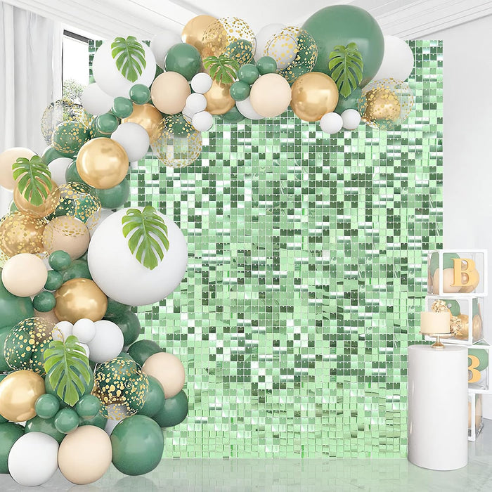 LuoluoHouse Shimmer Wall Panel Sequin Backdrop Panels 12 Packs-Iridescent Silver Backdrop for Graduation Anniversary Backdrop Wall Backdrops Engagement Decoration