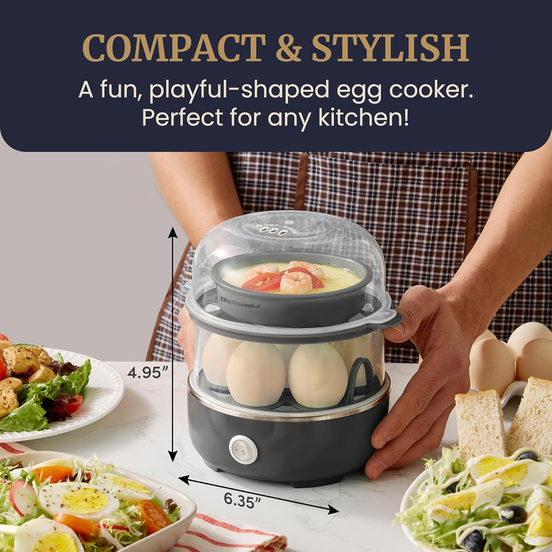Elite Gourmet EGC322CBL Easy Egg Cooker Electric 7-Egg Capacity, Soft, Medium, Hard-Boiled Egg Cooker with Auto Shut-Off, Measuring Cup Included, BPA Free, Classic Blue