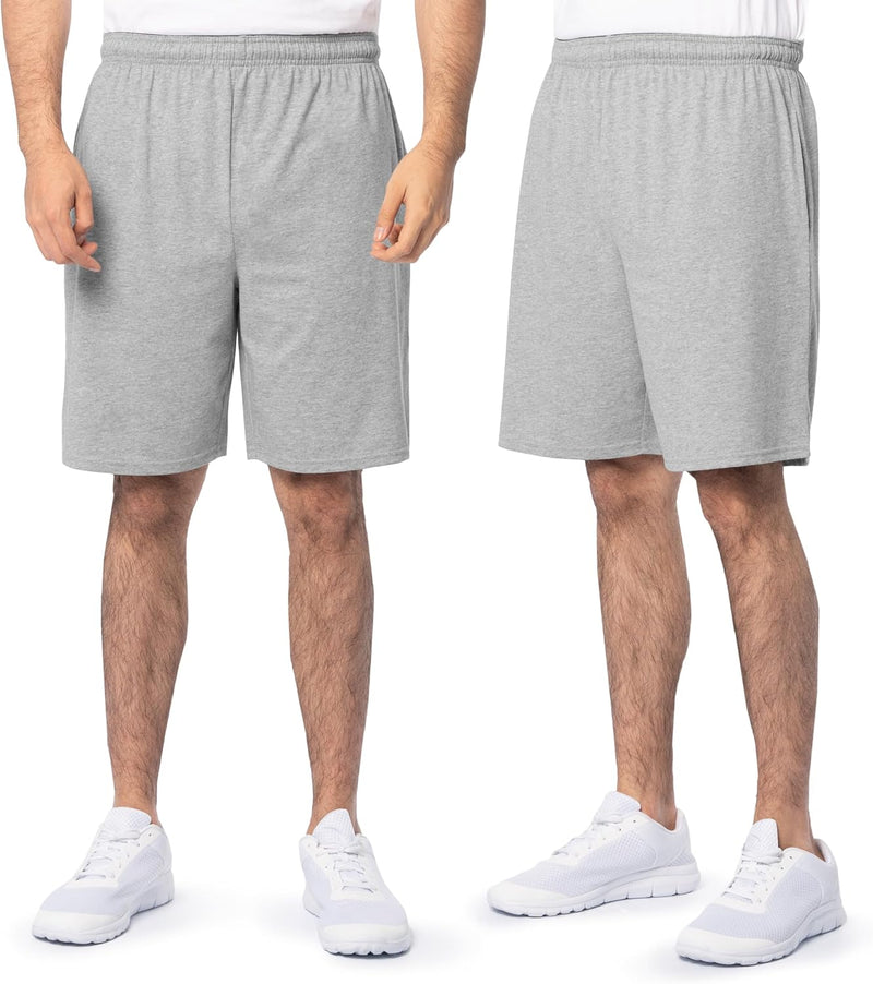 mens Eversoft Cotton Shorts With Pockets (S - 4xl) Casual Shorts - 2 Pack - Grey Heather