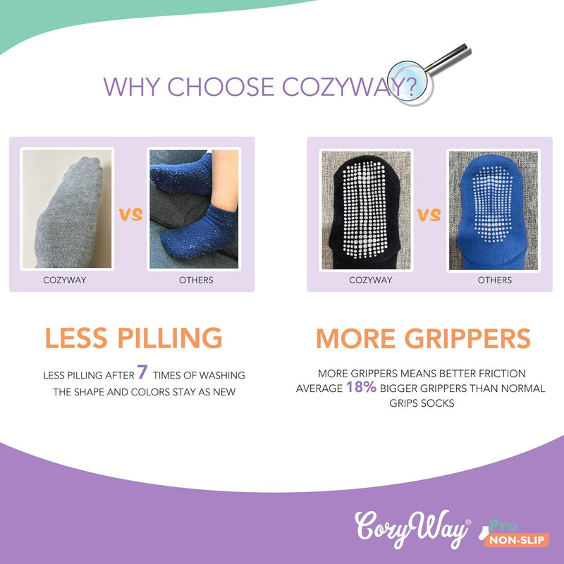 CozyWay Non-Slip Socks with Grippers - Ankle Style for Little Girls and Boys, Infants, Toddlers, Children
