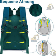 Kinder Rucksack für Jungen Mädchen Kid Rucksäcke Vorschule Kindergarten Schule Buchtasche Kind Schultasche niedliche Kindergartentasche - Excavator motif-blue