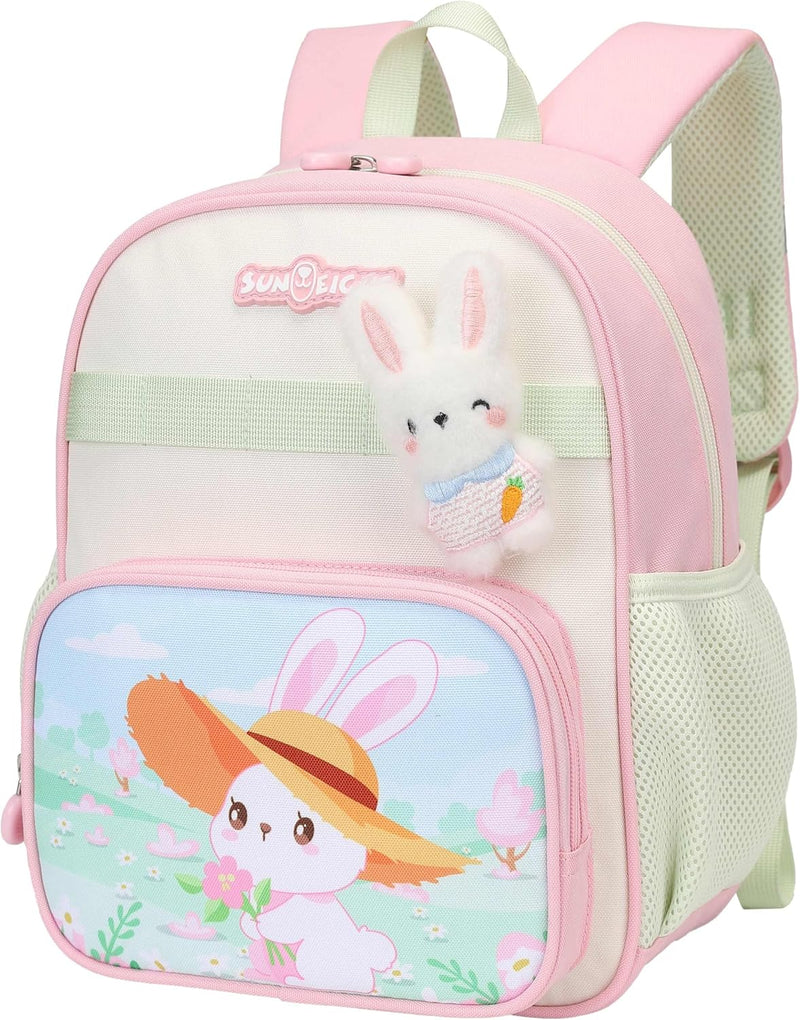 Premium 12-inch Light Weight School Backpack Water Resistant Polyester Cute Dinosaur Cartoon Daypack for Boys and Girls, SE22248 - Pink
