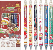 MOZXIRZ 6 Pcs Cute Erasable Retractable Pens Erasable Gel Ink Pens Cartoon Capybara Pen 0.5mm Fine Point Blue Ink Pen Cartoon Writing Pen Office School Pens Women Girls Boys (Blue Ink-Capybara) - Blue Ink-Christmas